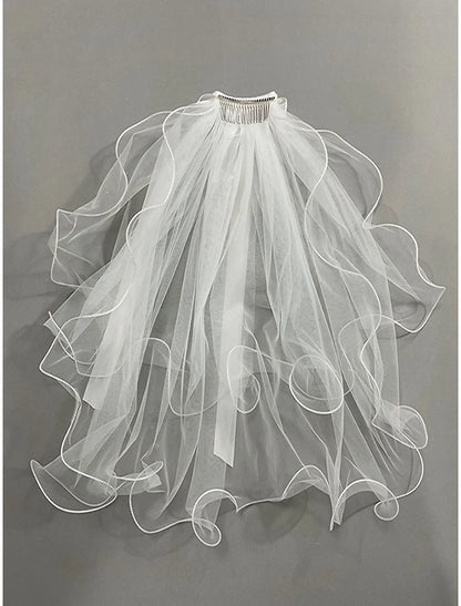 OKBBN Two layer Sweet Ribbon Butterfly Wedding Veil