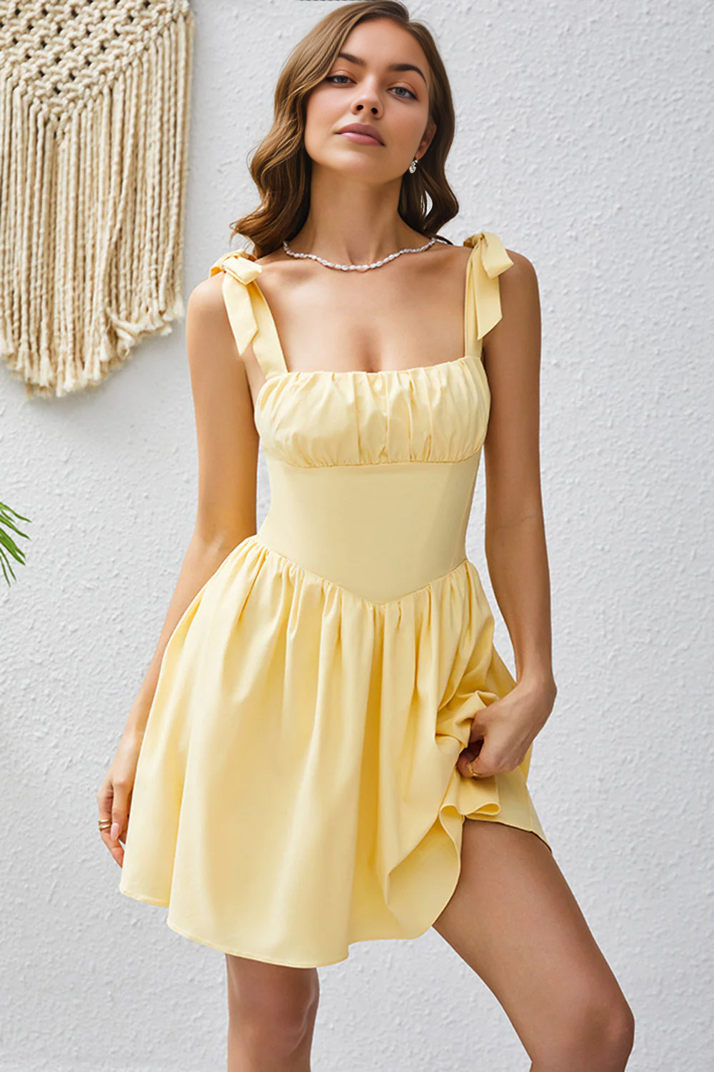 OKBBN Elegant A-line Sleeveless Square Neck Short Homecoming Dresses