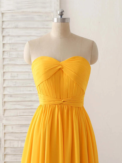 Chiffon Yellow Long Prom Dress Simple Bridesmaid Dress