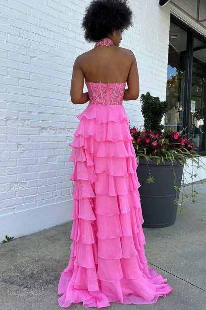 OKBBN Cute Tight Bareback Chiffon Cake Ball Dress
