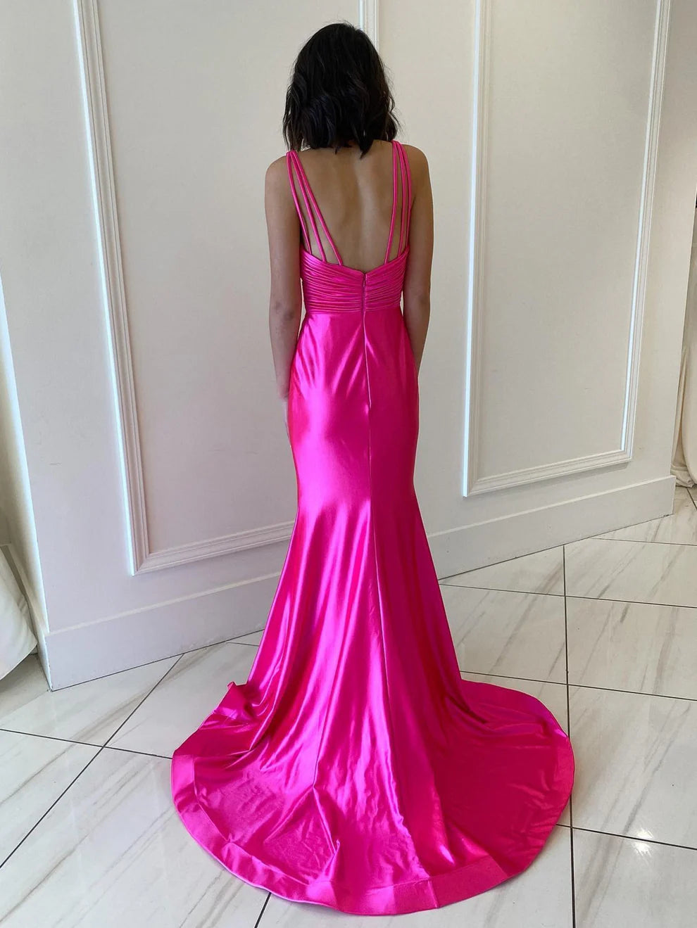 OKBBN backless V-neck long ball gown