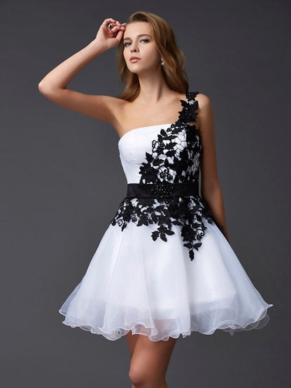 A-line Noble Princess One Shoulder Sleeveless Lace Short Eugenia Party Wedding Dress