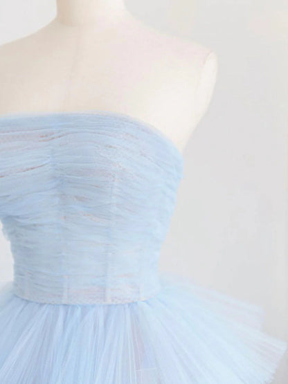 Blue tulle long prom dress  blue tulle prom dress