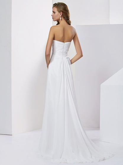 A-line Princess Sweet Decal Sleeveless Beaded Long Elegant Chiffon Dress