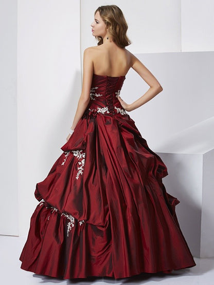 Sweet Sleeveless Beaded Long Taffeta Elegant Party Ball Dress