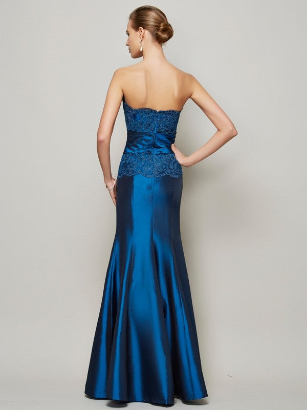 Trumpet slim fit mermaid sleeveless beaded taffeta long dress