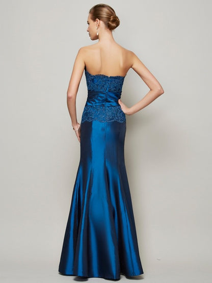 Trumpet slim fit mermaid sleeveless beaded taffeta long dress