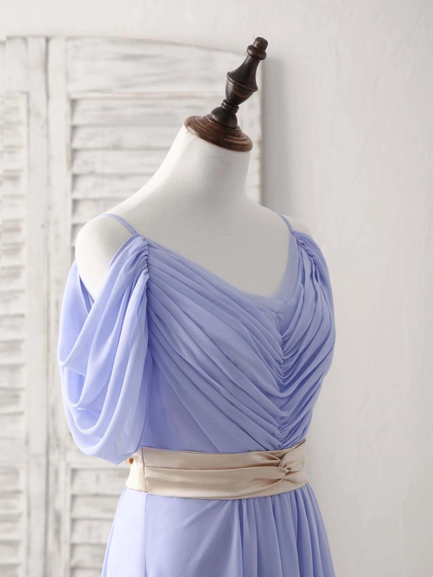 V Neck Off Shoulder Chiffon Long Prom Dress Evening Dress
