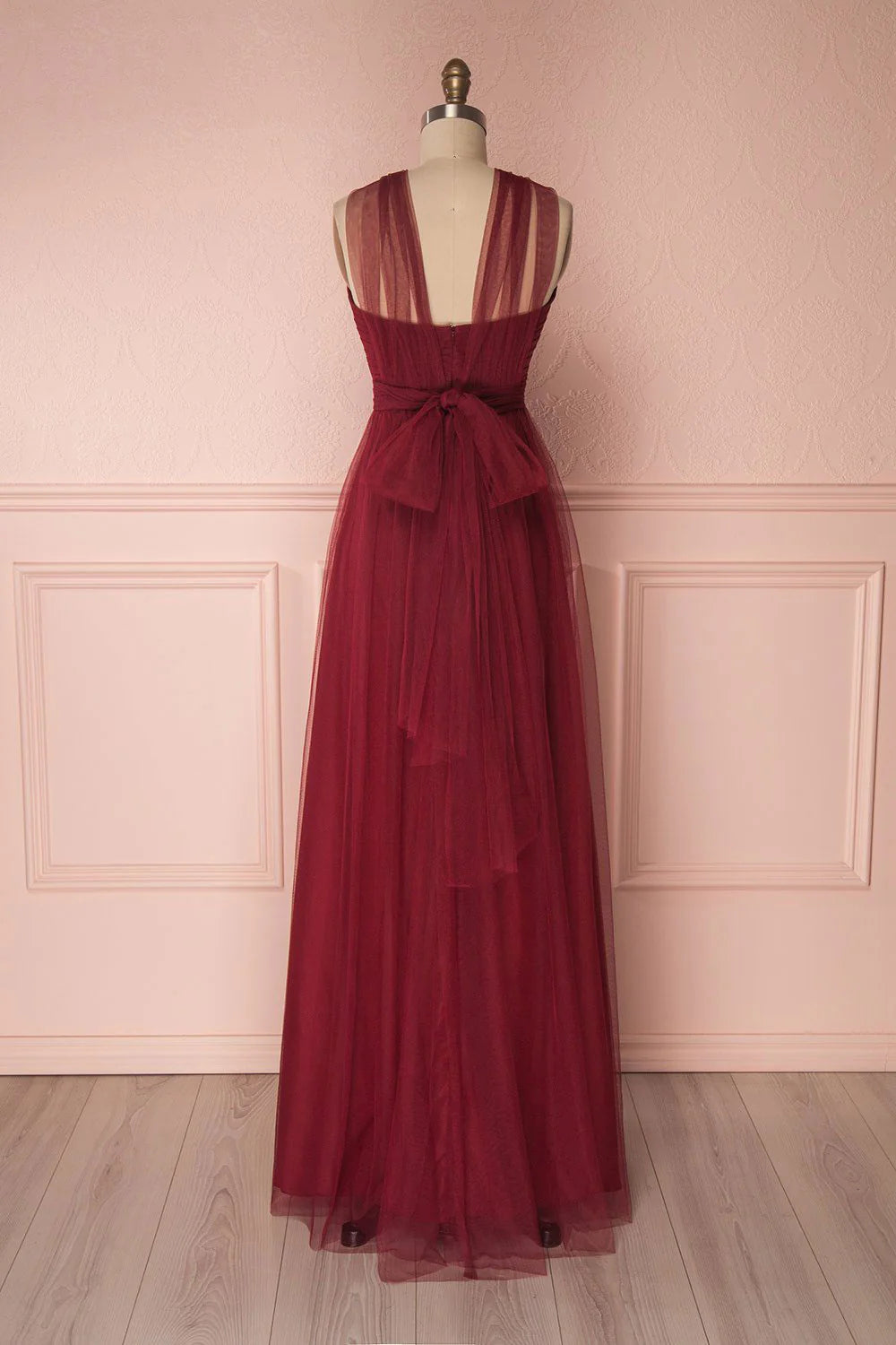 Burgundy tulle sweetheart long prom dress burgundy prom dress
