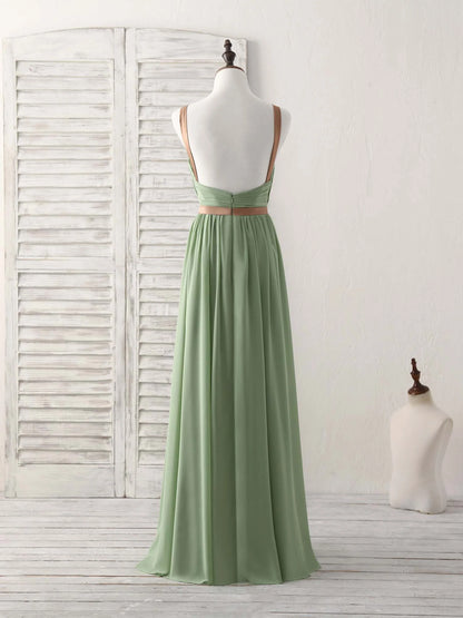 Green Chiffon Long Prom Dress Green Bridesmaid Dress