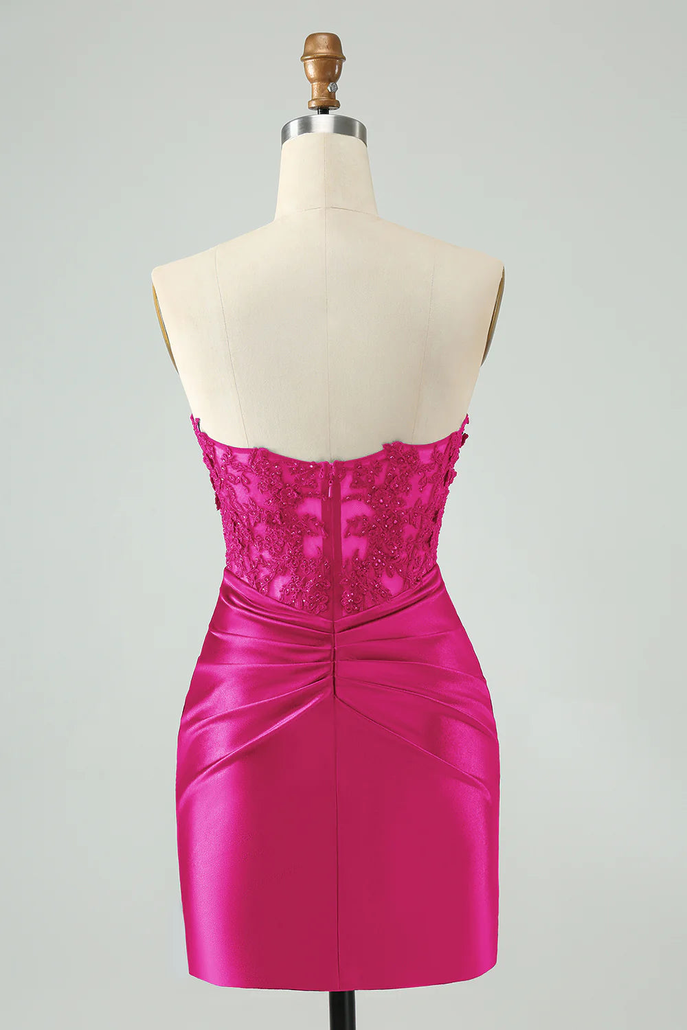 Fuchsia Sweetheart Corset Hollow Out Beaded Short Homecoming Dress