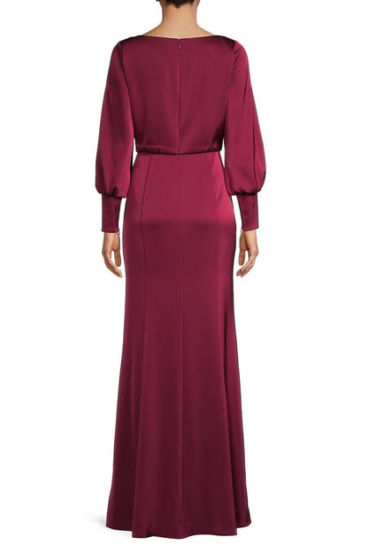 Boat Neck Keyhole Front Long Sleeve Mermaid Satin Mother of the Bride Dress