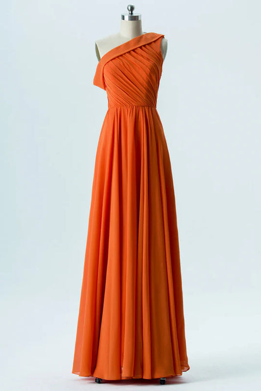 Chiffon One-Shoulder Bridesmaid Dress