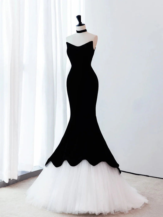 Mermaid Velvet Black Long Evening Dress Black Long Formal Dress