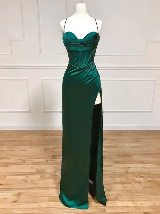Mermaid Sweetheart Neck Green Long Evening Dress Green Formal Evening Dress