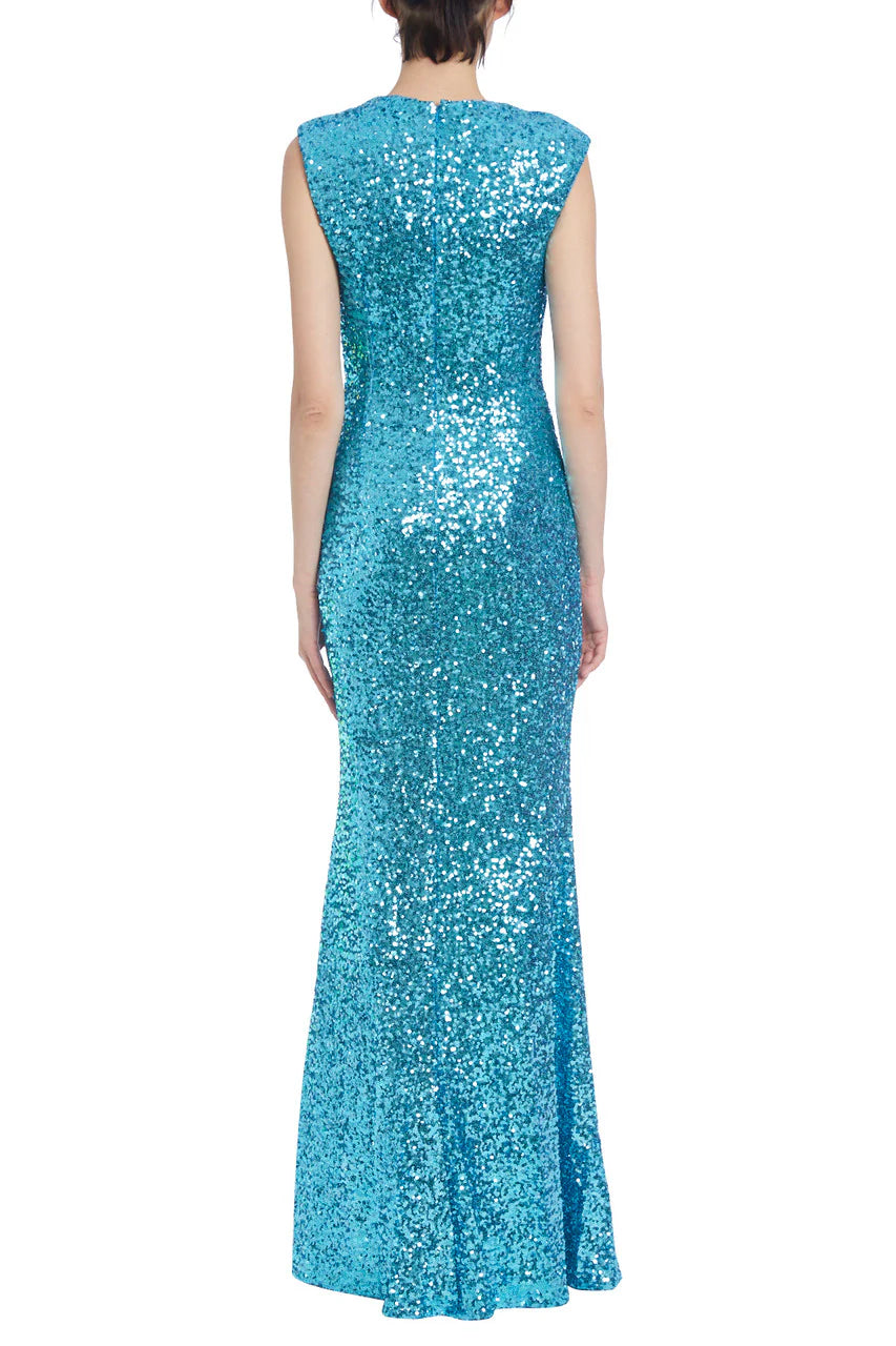 Badgley Mischka turquoise sequined mermaid Prom Dresses