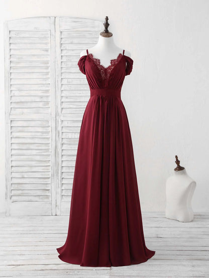 Chiffon Long Prom Dress Blue Bridesmaid Dress