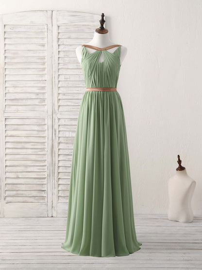 Green Chiffon Long Prom Dress Green Bridesmaid Dress