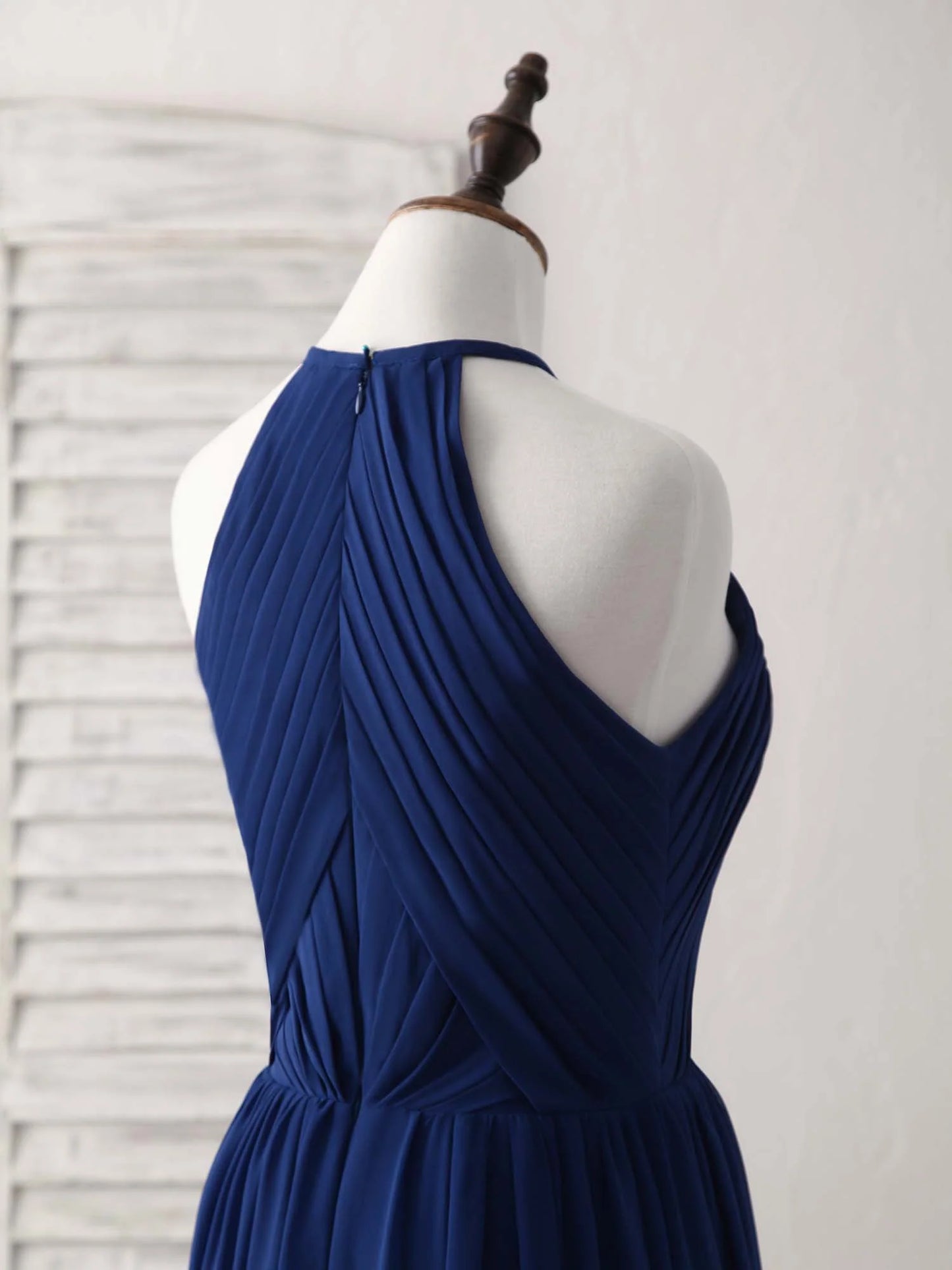 Dark Blue Chiffon Long Prom Dress Blue Bridesmaid Dress