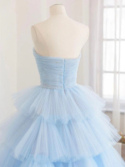 Blue tulle long prom dress  blue tulle prom dress