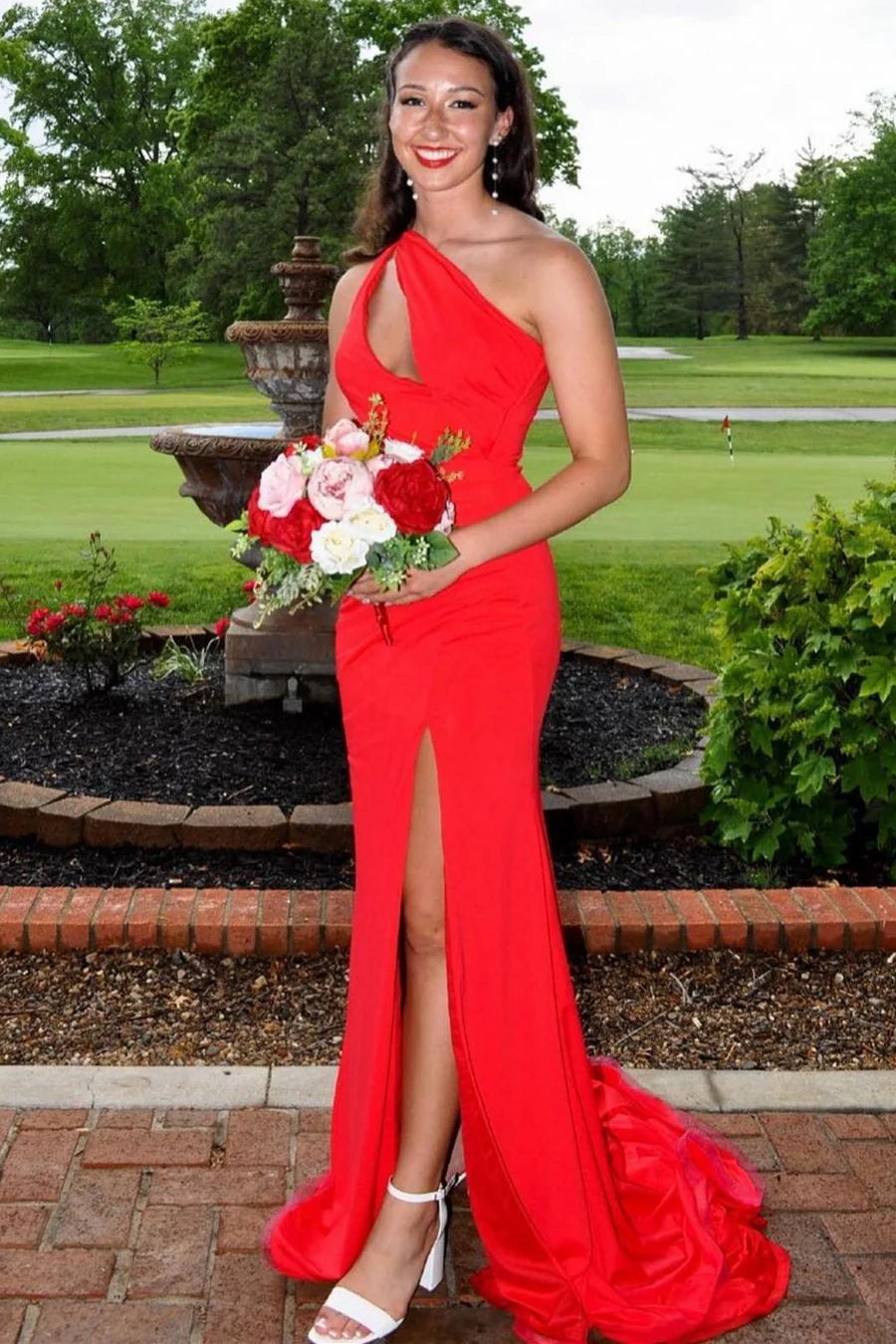 Royal Blue Keyhole Mermaid Long Prom Dress with Slit