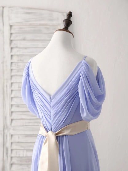 V Neck Off Shoulder Chiffon Long Prom Dress Evening Dress
