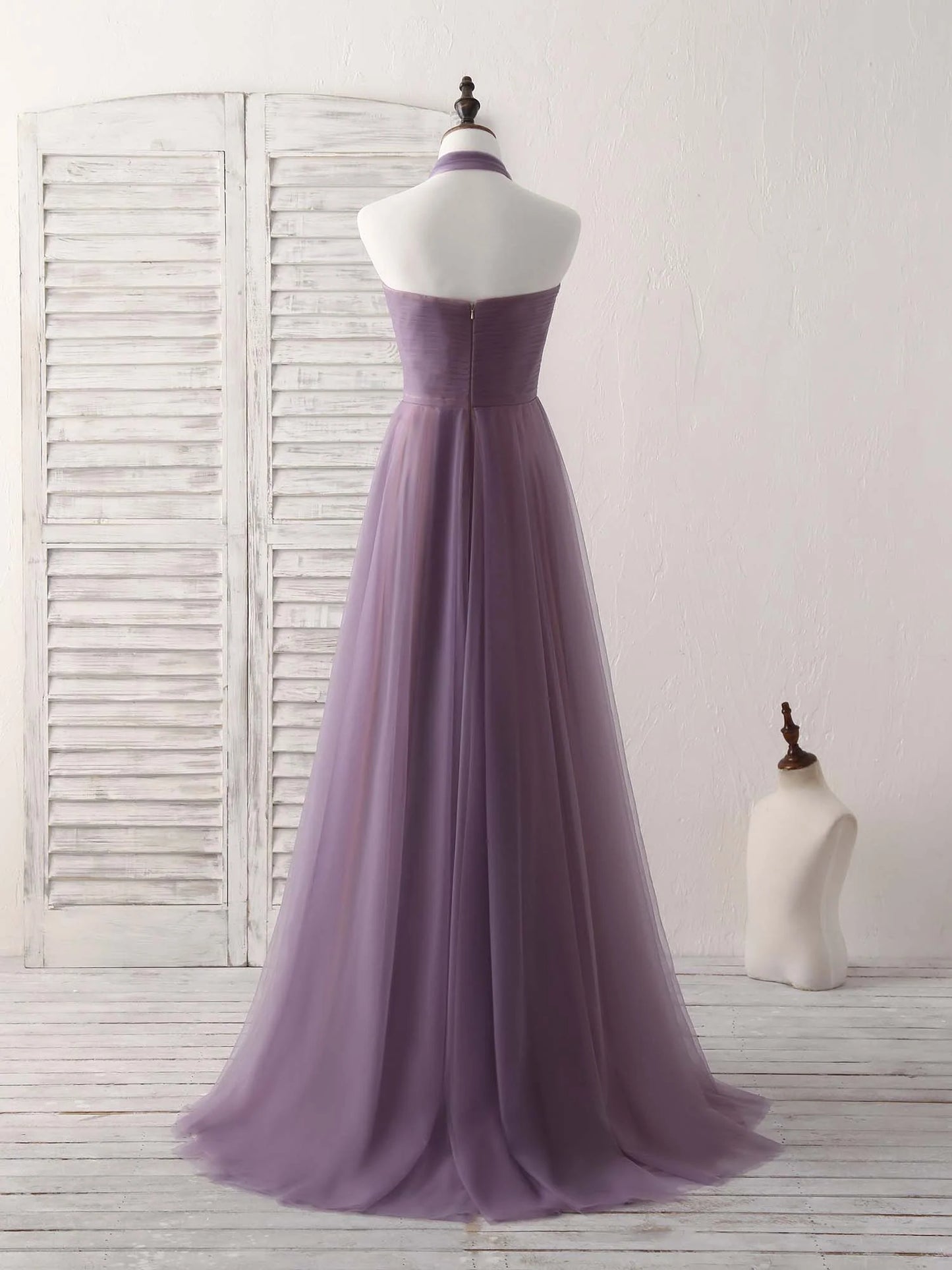 Tulle High Low Long Prom Dress Simple Bridesmaid Dress