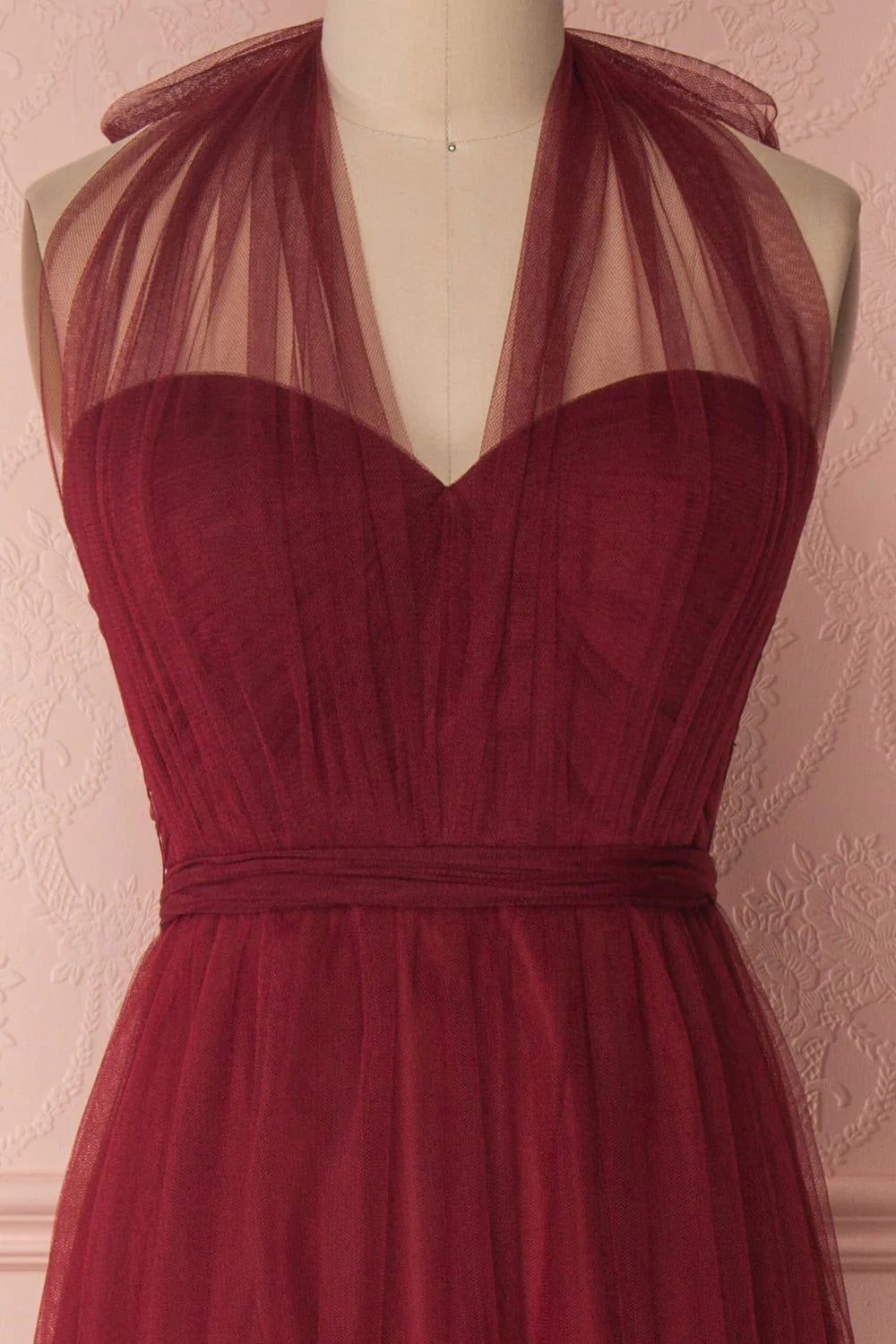 Burgundy tulle sweetheart long prom dress burgundy prom dress