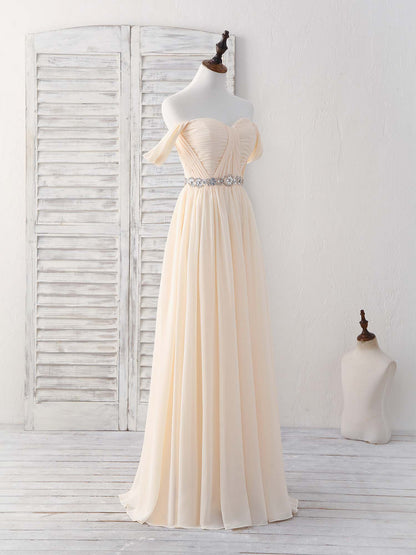 Chiffon Off Shoulder Long Prom Dress Bridesmaid Dress