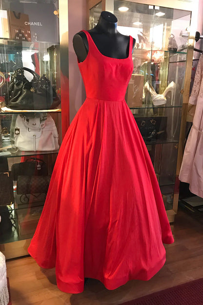 Simple red tea Length prom dress red prom dress