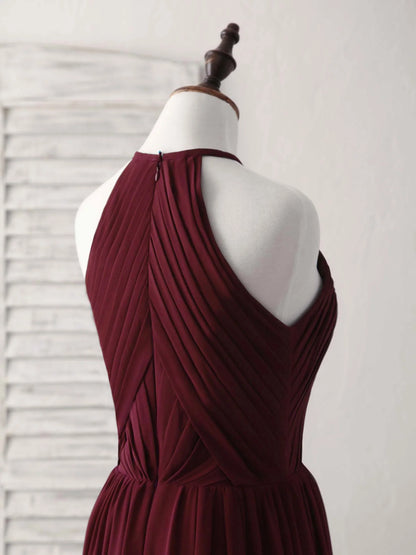 Chiffon Long Prom Dress Burgundy Evening Dress