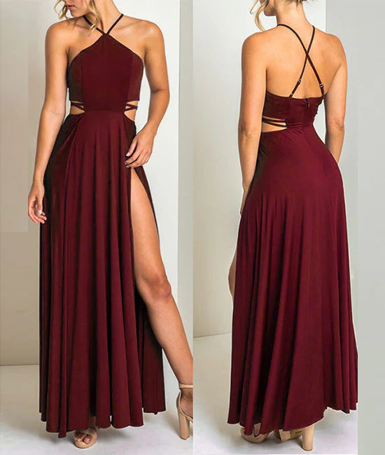 Blue chiffon long prom dress Blue chiffon evening dress