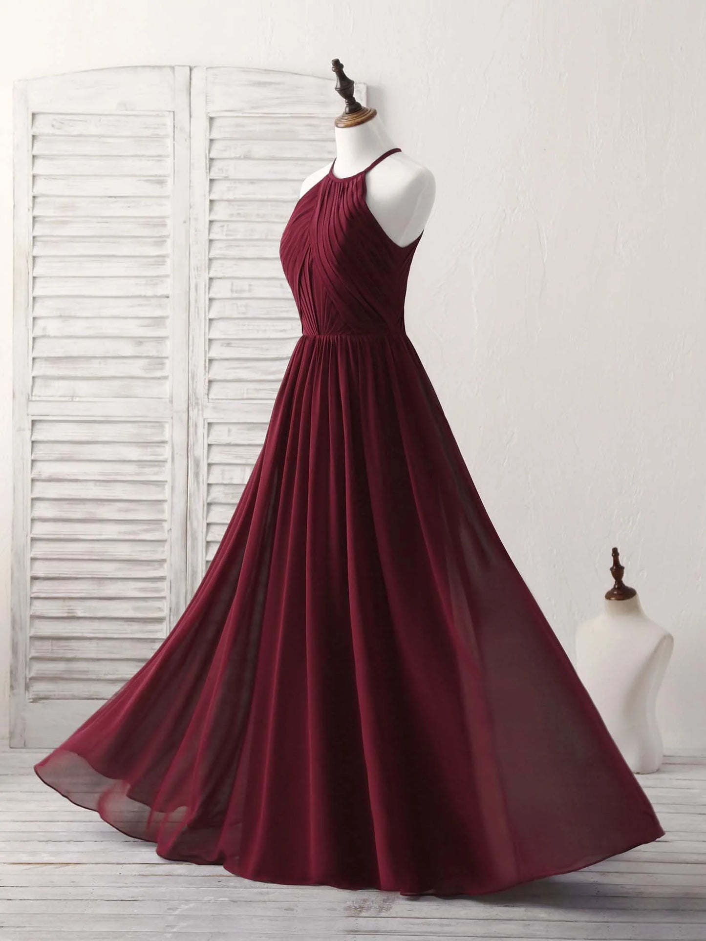 Chiffon Long Prom Dress Burgundy Evening Dress
