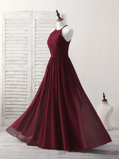 Chiffon Long Prom Dress Burgundy Evening Dress