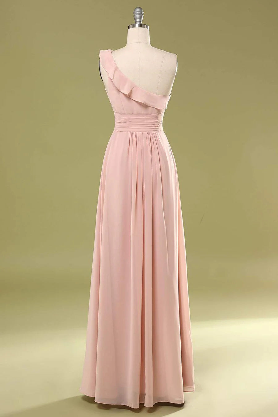 Chiffon One-Shoulder Ruffled Bridesmaid Dress