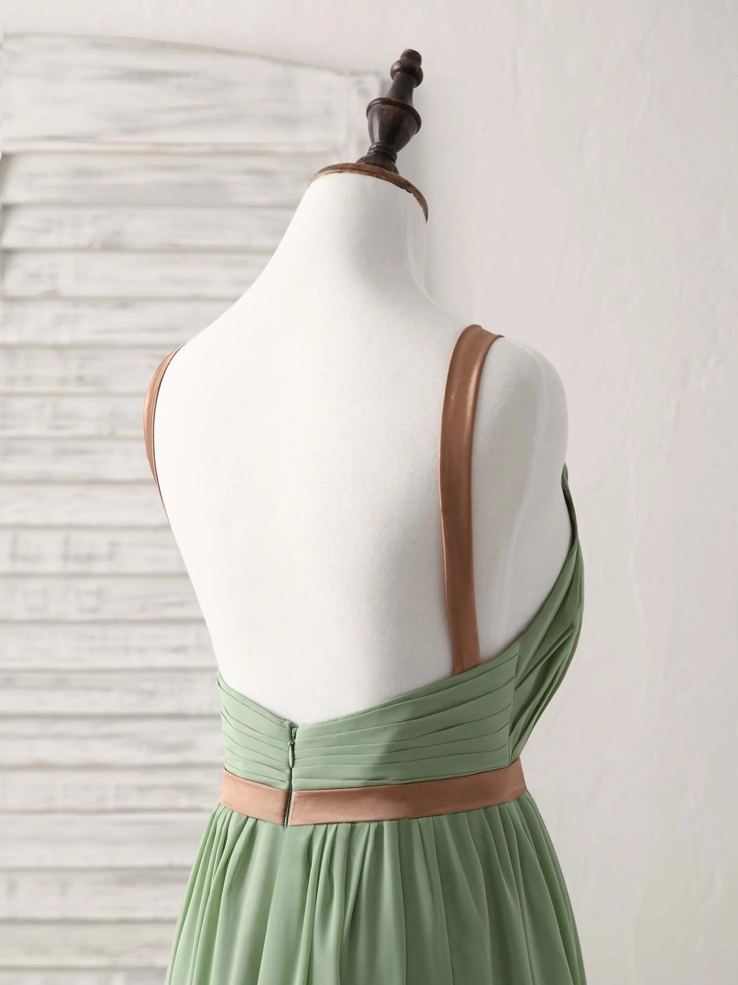 Green Chiffon Long Prom Dress Green Bridesmaid Dress