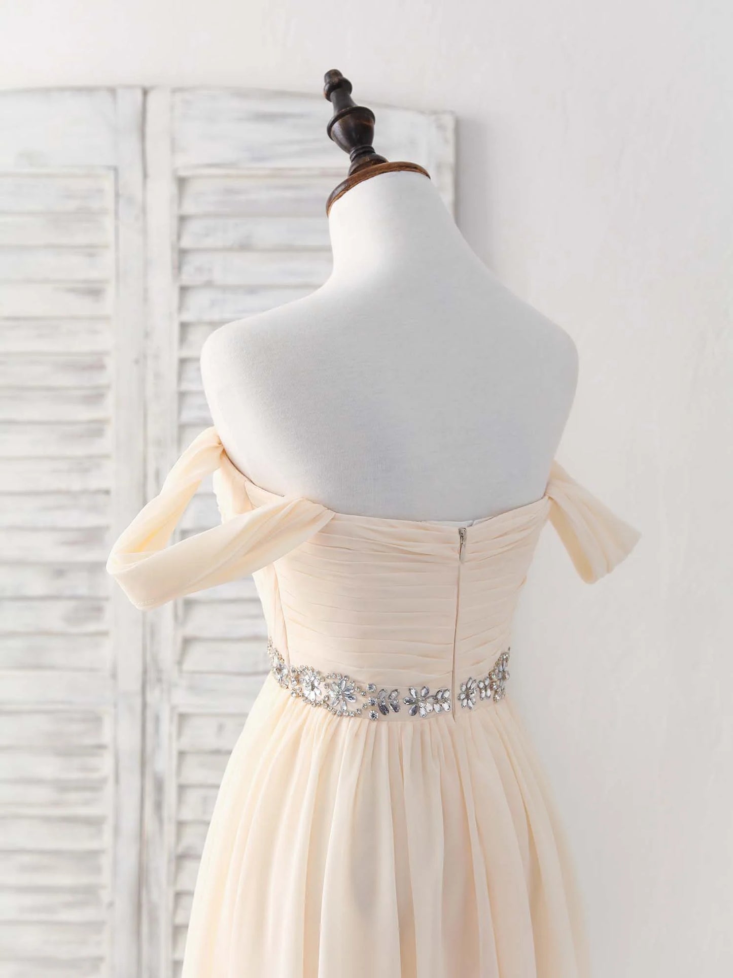 Chiffon Off Shoulder Long Prom Dress Bridesmaid Dress
