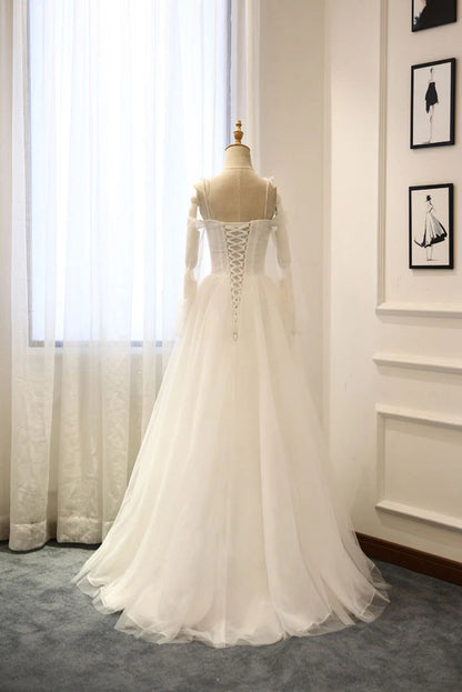 Elegant white tulle long prom dress white tulle prom dresses