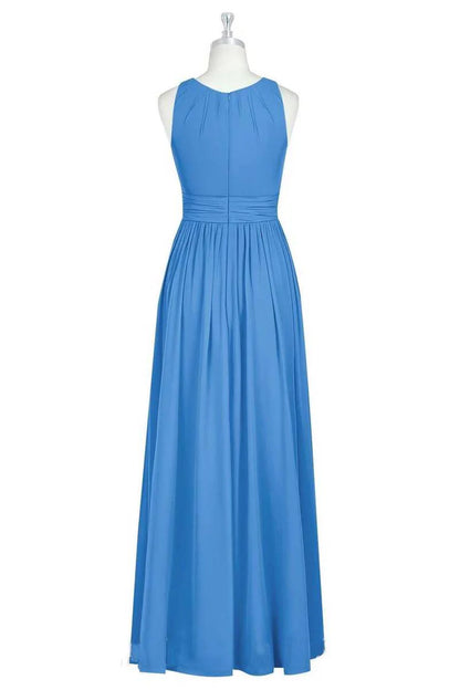 Crew Neck Sleeveless A-Line Long Maid of Honor Dress