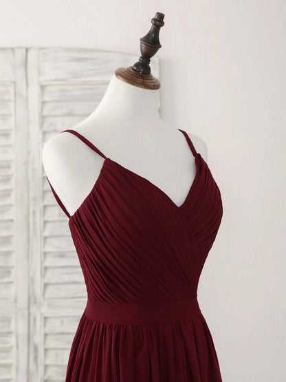 Burgundy Chiffon Long Prom Dress Burgundy Evening Dress