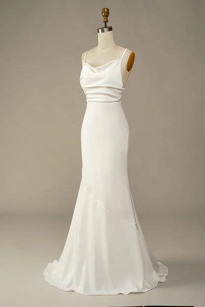 White Simplicity Mermaid Long Wedding Dress
