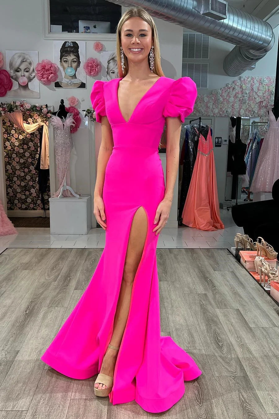 Plunge V Cutout Back Mermaid Long Formal Dress