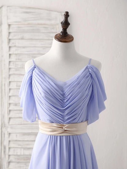 V Neck Off Shoulder Chiffon Long Prom Dress Evening Dress