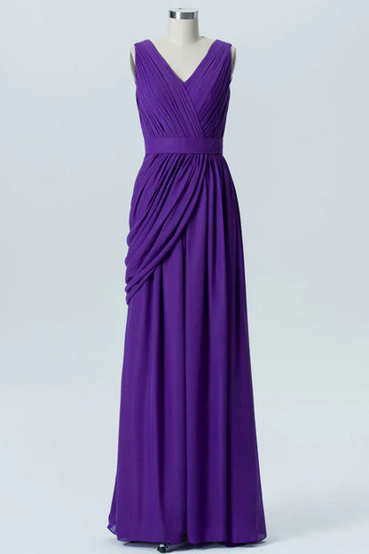 Chiffon V-Neck Sleeveless Bridesmaid Dress
