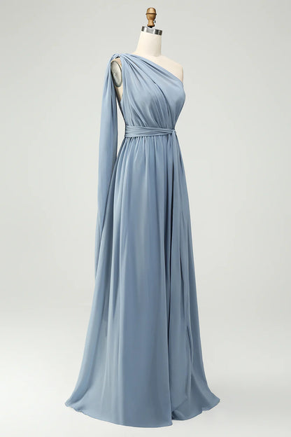 A Line Chiffon Convertible Long Maternity Bridesmaid Dress