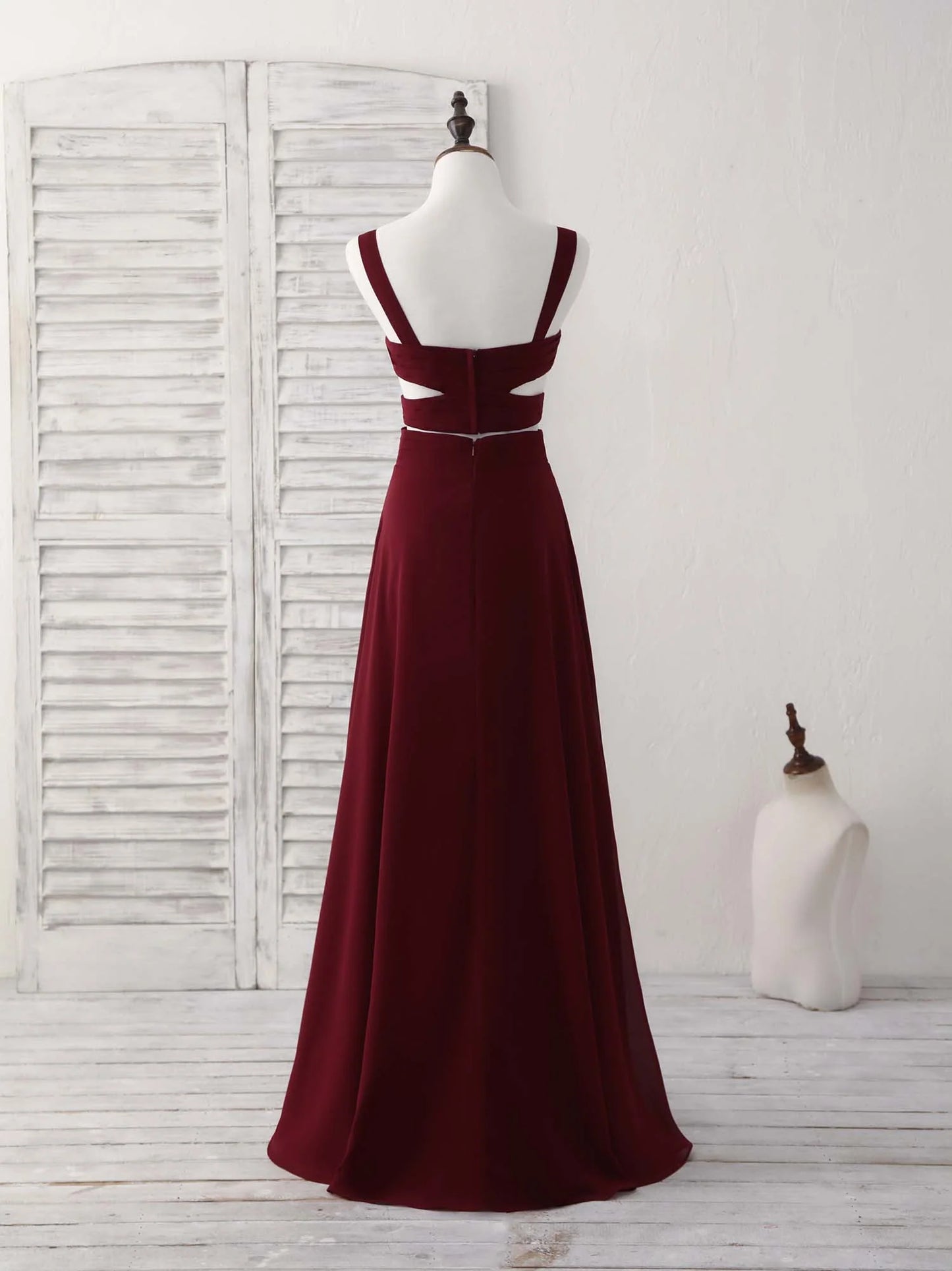 Two Pieces Chiffon Long Prom Dress Evening Dress