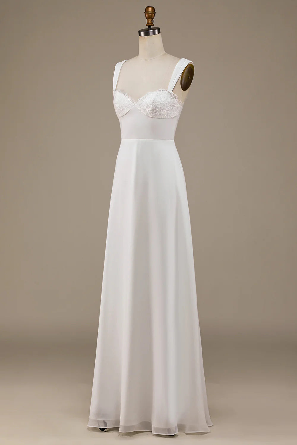Ivory Scoop Neck Boho Wedding Dress with
