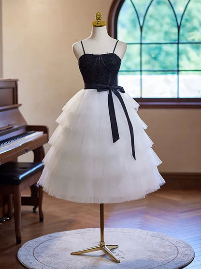 A-Line Tulle lace White Short Homecoming Dress