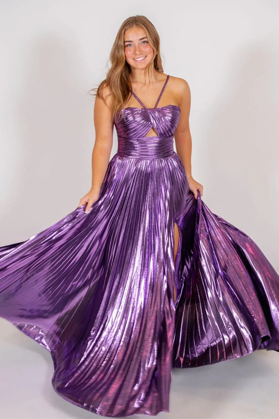 Spaghetti Strap Long Prom Dress with Slit