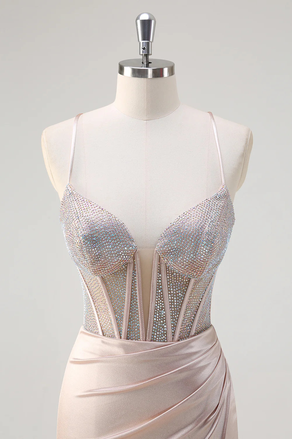 OKBBN Shining Mermaid Strap Tight corset Long Split Ball Dress